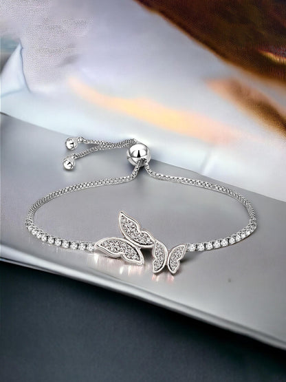 Latest Silver Plated Rhinestones Adjustable Bracelet with Pull