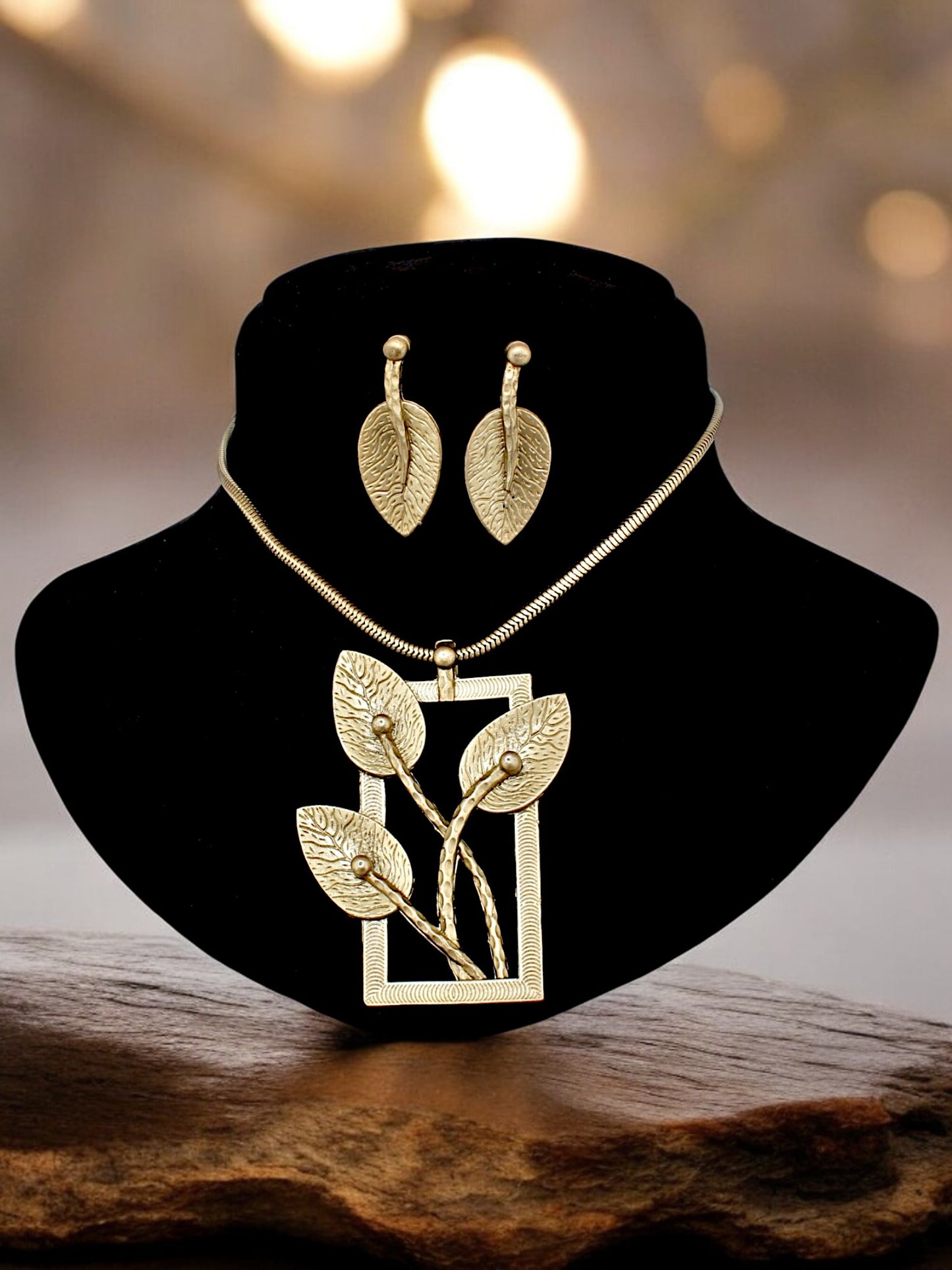 Trendy Antique Polish Jewelry Necklace with Earrings Pendant and Earring Set For Women & Girls (416-KSO-14730-A)