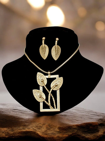 Trendy Antique Polish Jewelry Necklace with Earrings Pendant and Earring Set For Women & Girls (416-KSO-14730-A)