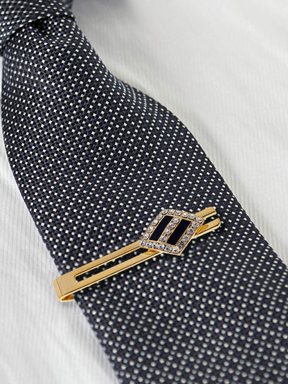 Lucky Jewellery Unique Men Jewelry Stone Gold Plated Black Sleeve Button Formal Cuff Button Wedding Shirt Button, Suit, Blazer Cufflinks with Matching Tie Pin Gift Set for Men (416-M4C5-A5490-W-BL)