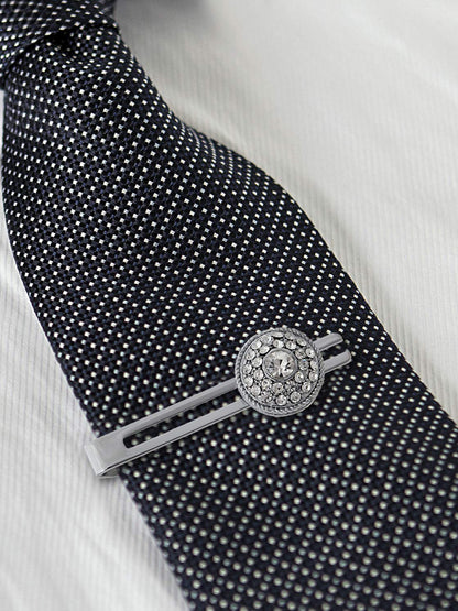 Lucky Jewellery Unique Men Jewelry Stone Silver Plated Black Sleeve Button Formal Cuff Button Wedding Shirt Button, Suit, Blazer Cufflinks with Matching Tie Pin Gift Set For Men (416-M4C5-CRA5281-W-S)