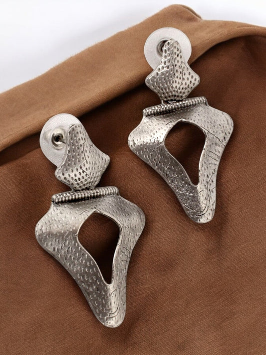 Silver Oxidised Jewelry Necklace with Earrings Trendy Long Necklace Jewellery and Earring Set