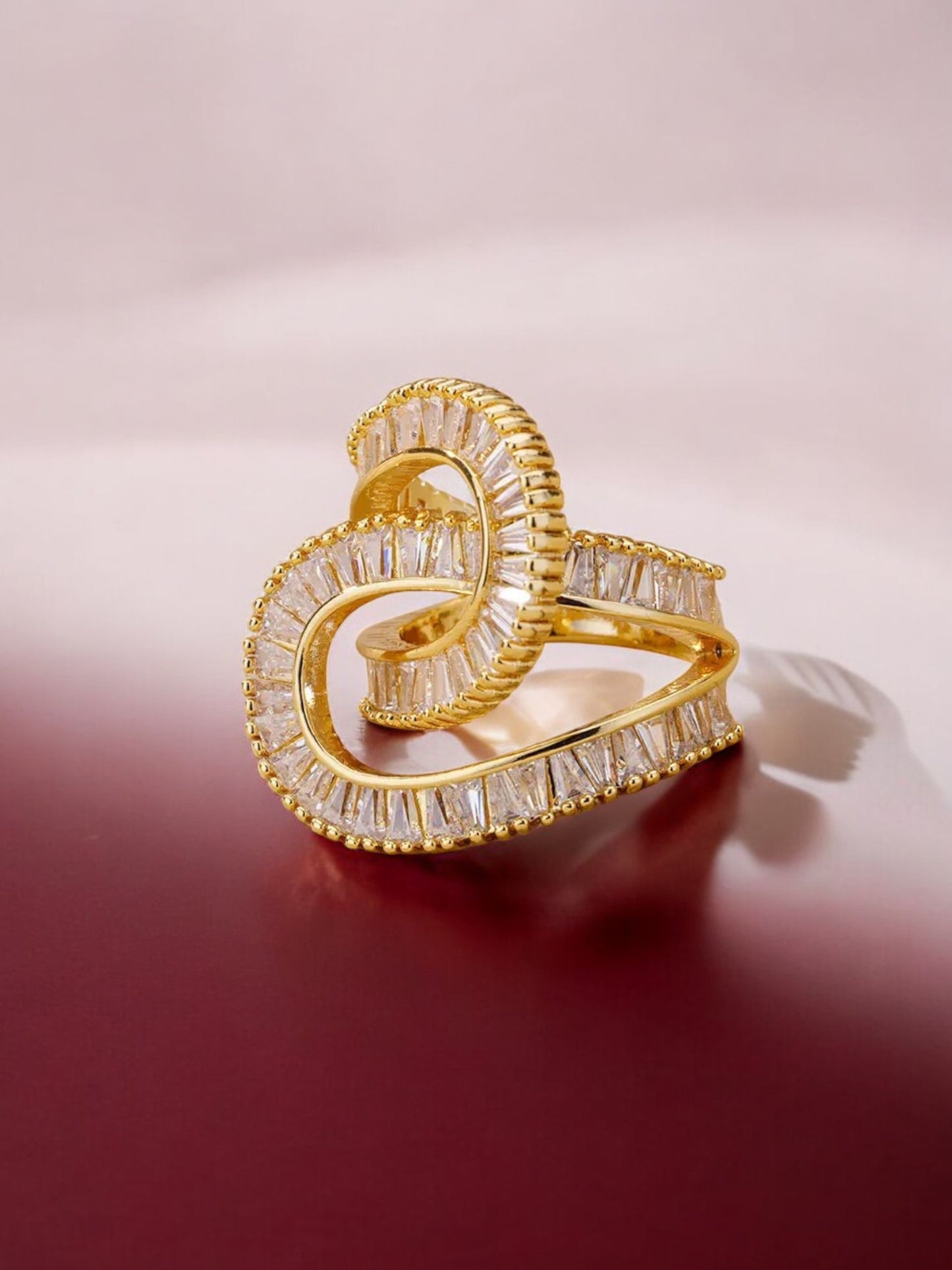 18K Gold-Plated Adjustable Finger Rings | Trendy Twisted Stackable Statement Ring with Stones (435-CHFA-1034)