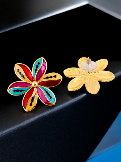 18K Gold-Plated Locket Chain with Earrings Meenakari Pendant Set (437-M7L1G-2068-MT)