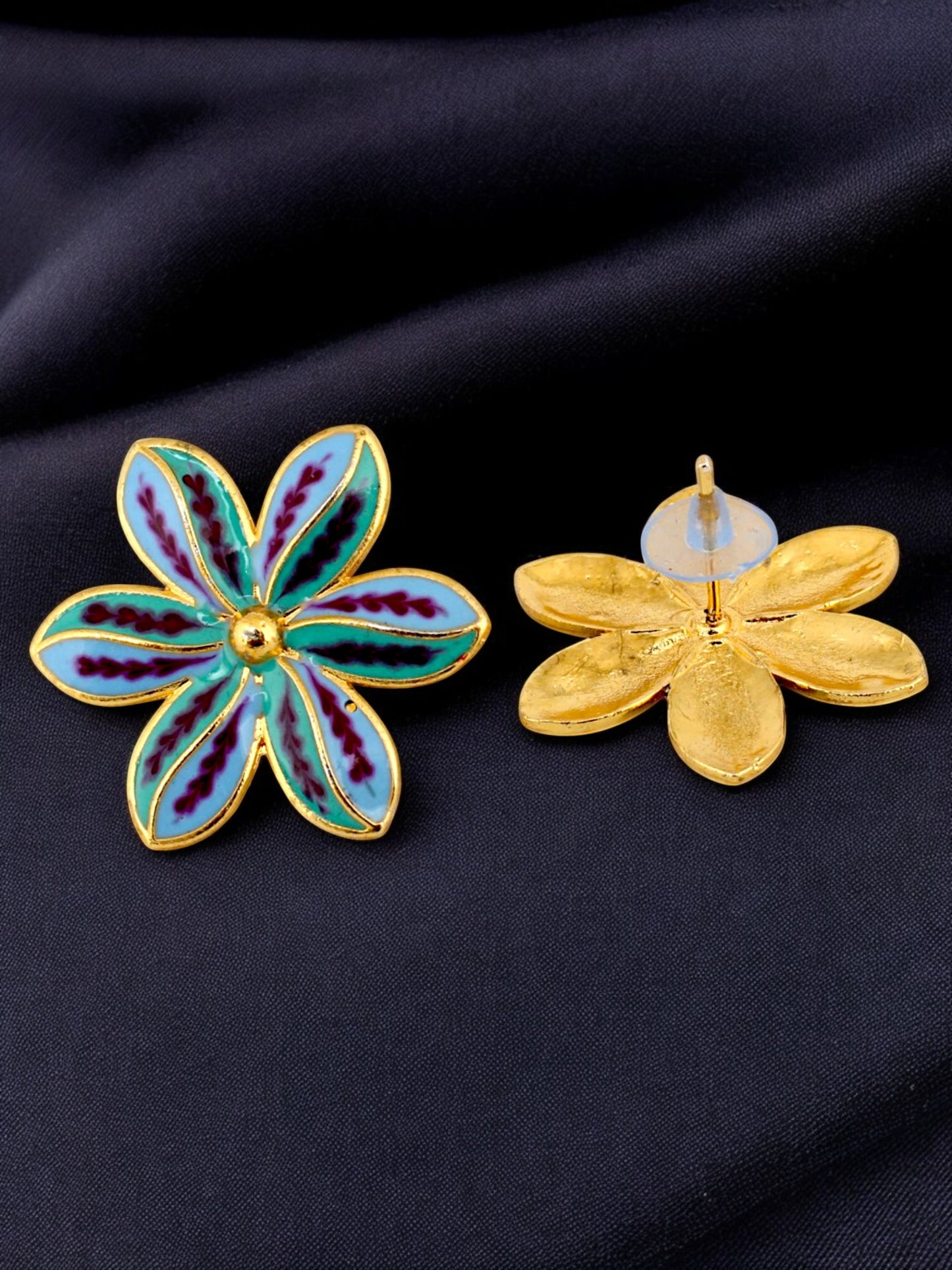 18K Gold-Plated Locket Chain with Earrings Meenakari Pendant Set (437-M7L1G-2068-PKF)