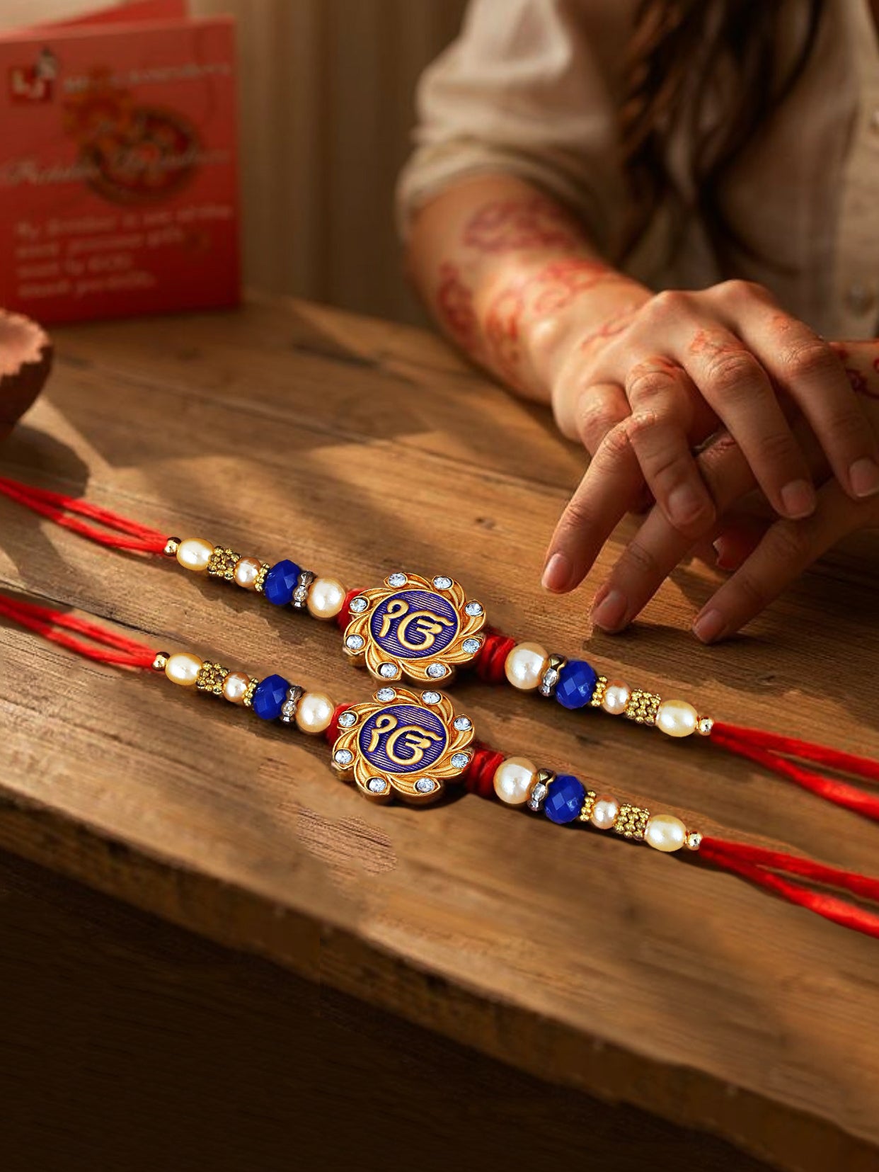 Lucky Jewellery Designer Religious Rakhi - Rakshabandhan Ik Onkar Sardar Sikh Rakhee Bracelet for Brother Bhaiya Bhai Bhabhi - Pack of 2 (124-S5R1-1985-2)