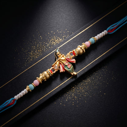 Designer Bal Gopal / Krishna Rakhi for Brother with Roli, Chawal & Greeting Card (49-S7R1-KB2128)