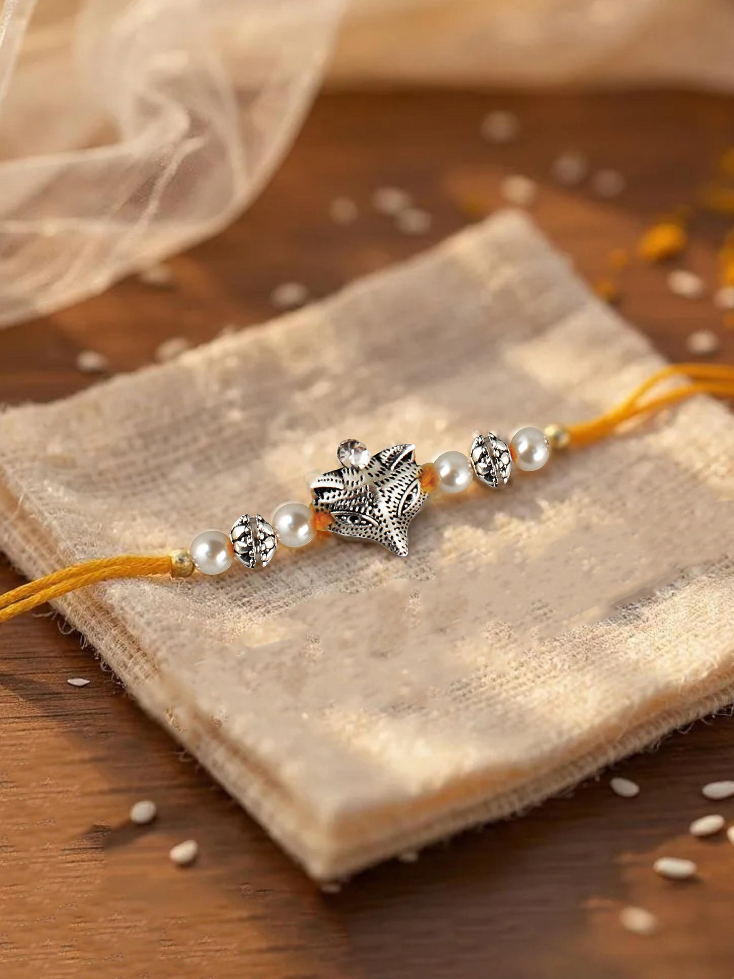 Lucky Jewellery Designer Oxidised Silver Fox Design Rakhi - Rakshabandhan Rakhee Bracelet for Brother/Bhaiya/Bhai/Bhabhi - Pack of 2 (70-JPR1-1955-2)