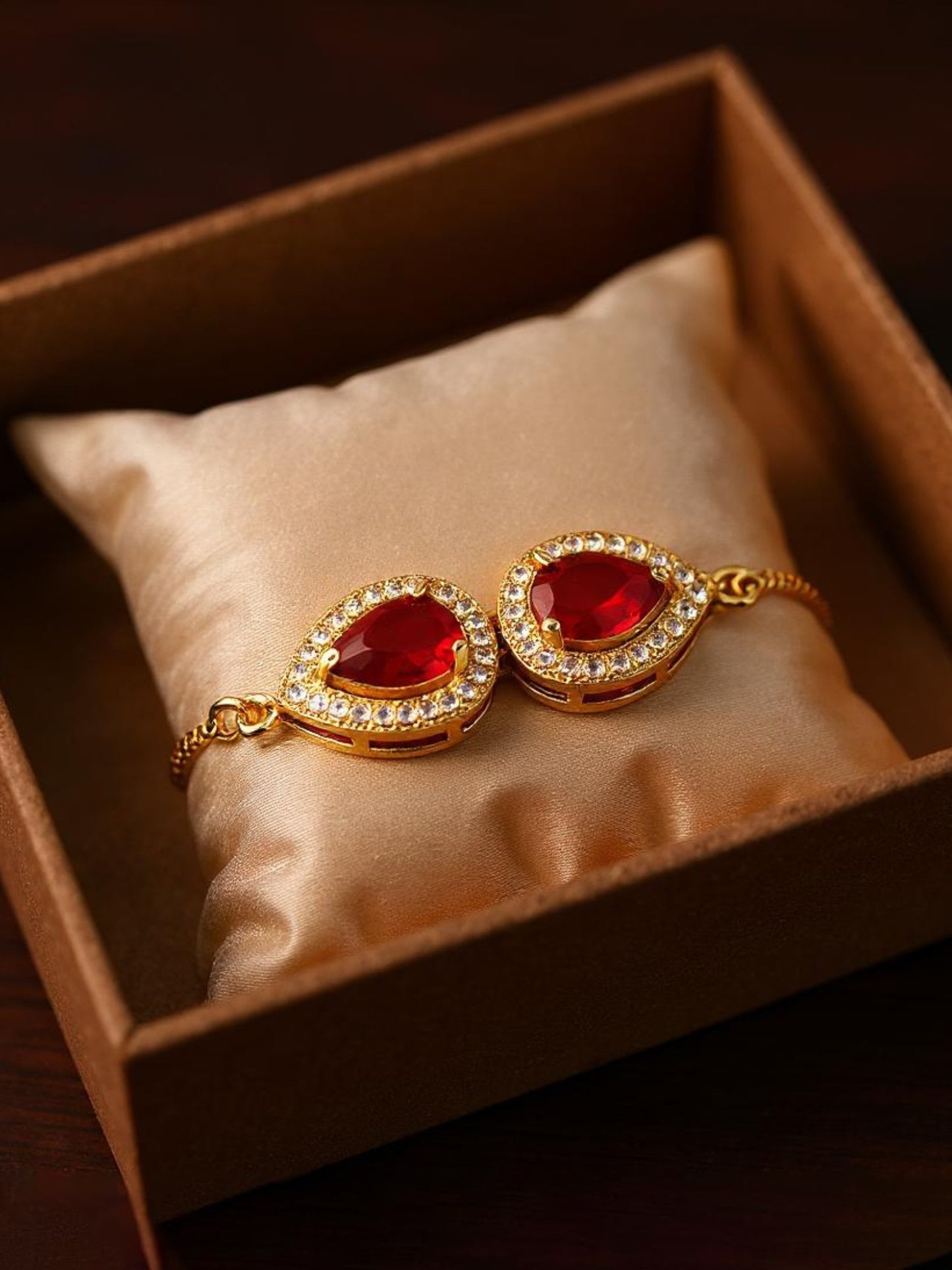 Lucky Jewellery Designer Maroon Color Stone Rakhi - Rakshabandhan Rakhee Bracelet Lumba for Bhabhi/Girls & Women with Pull Chain Pack of 1 (195-CHB2-1279-M)
