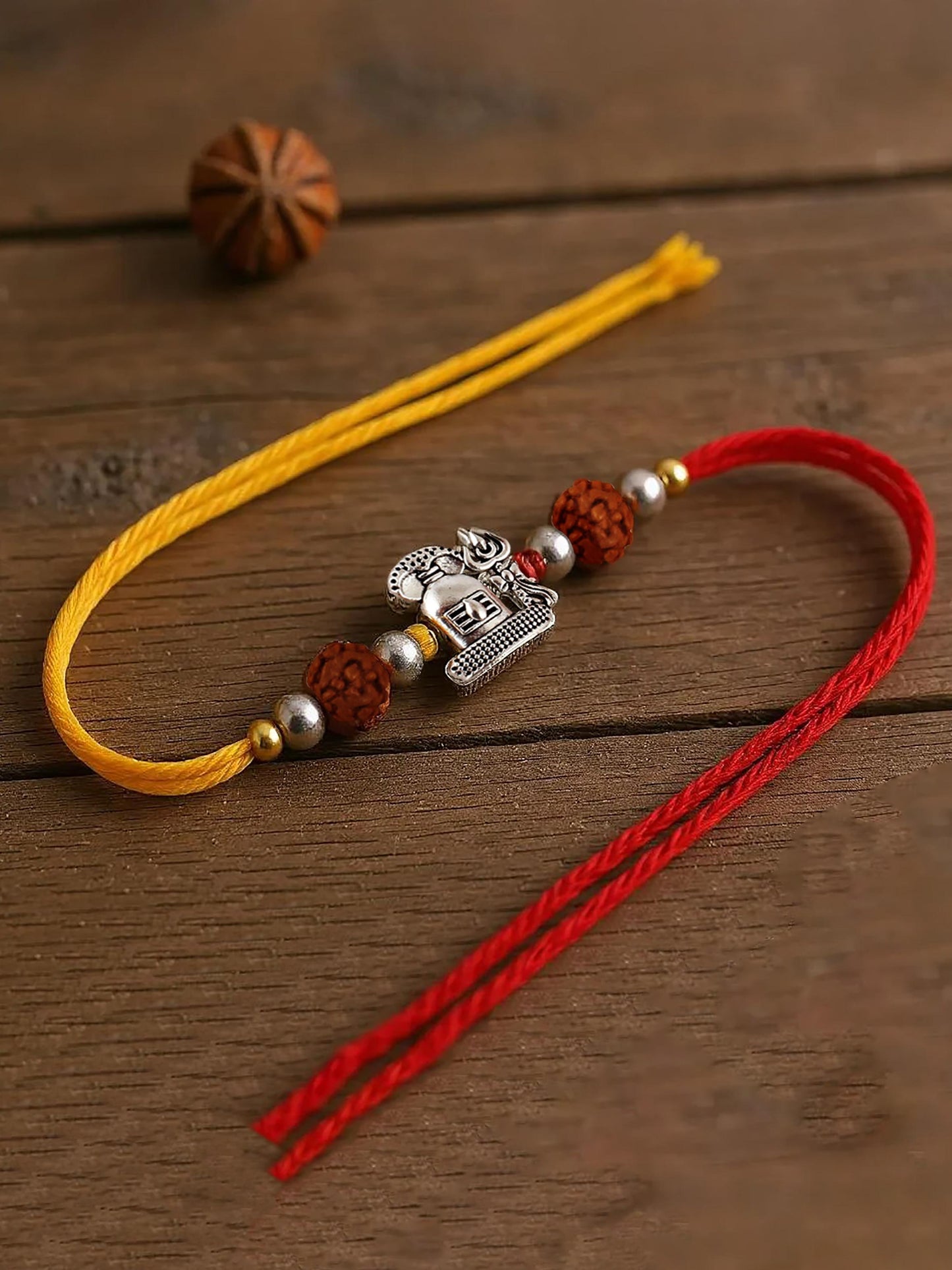 Lucky Jewellery Designer Religious Shiva Rakhi - Rakshabandhan Multi Layered 108 Beads Immitation Rudraksh Combo Rakhee Lumba Bracelet for Brother Bhaiya Bhai Bhabhi - Pack of 5 (718-JPR1-1994-5)