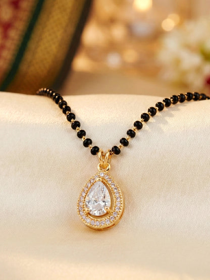 Lucky Jewellery White Stone AD Mangalsutra for Women (113-CHMS-1279-W)