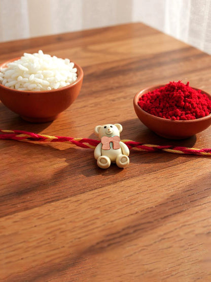 Lucky Jewellery Designer Teddy Bear Kids Rakhi - Rakshabandhan Plastic Cute Teddy Rakhee Bracelet for Brother/Bhaiya/Bhai/Bhabhi/Kids - Pack of 4 (130-CHR1-1948-4)