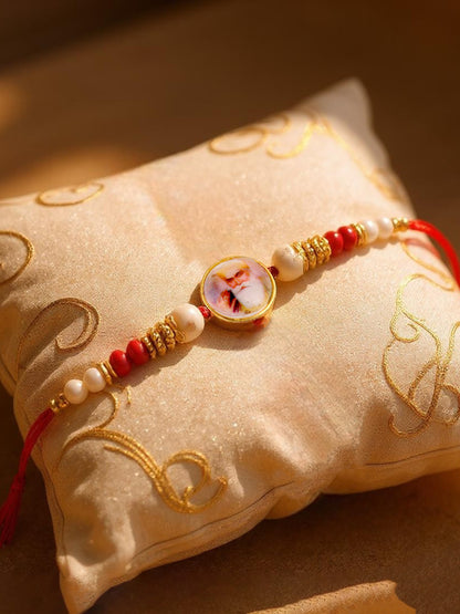 Gold Plated Religious Rakhi for Bhaiya/Bhabhi Guru Nanak Ji Rakshabandhan Rakhee Pack of 1