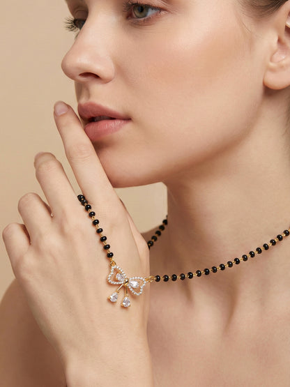 Lucky Jewellery AD Bow Mangalsutra for Women (315-S8MS-2192)