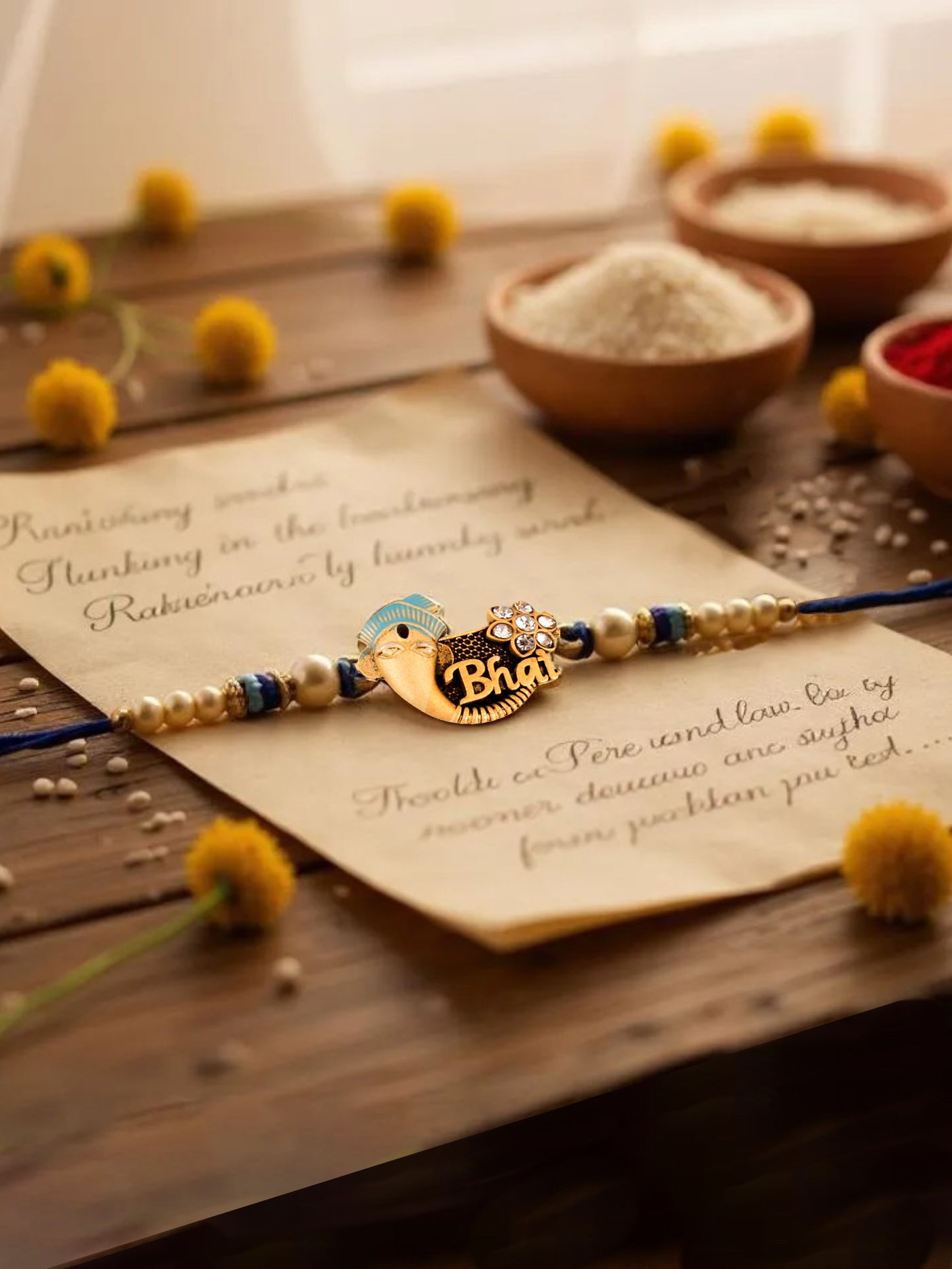Gold Plated Meenakari Religious Rakshabandhan Ganpati Design Rakhi for Bhaiya/Bhabhi Pack of 1