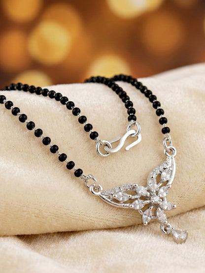 Lucky Jewellery AD Floral Drop Mangalsutra for Women (110-K4MA-2245-S)