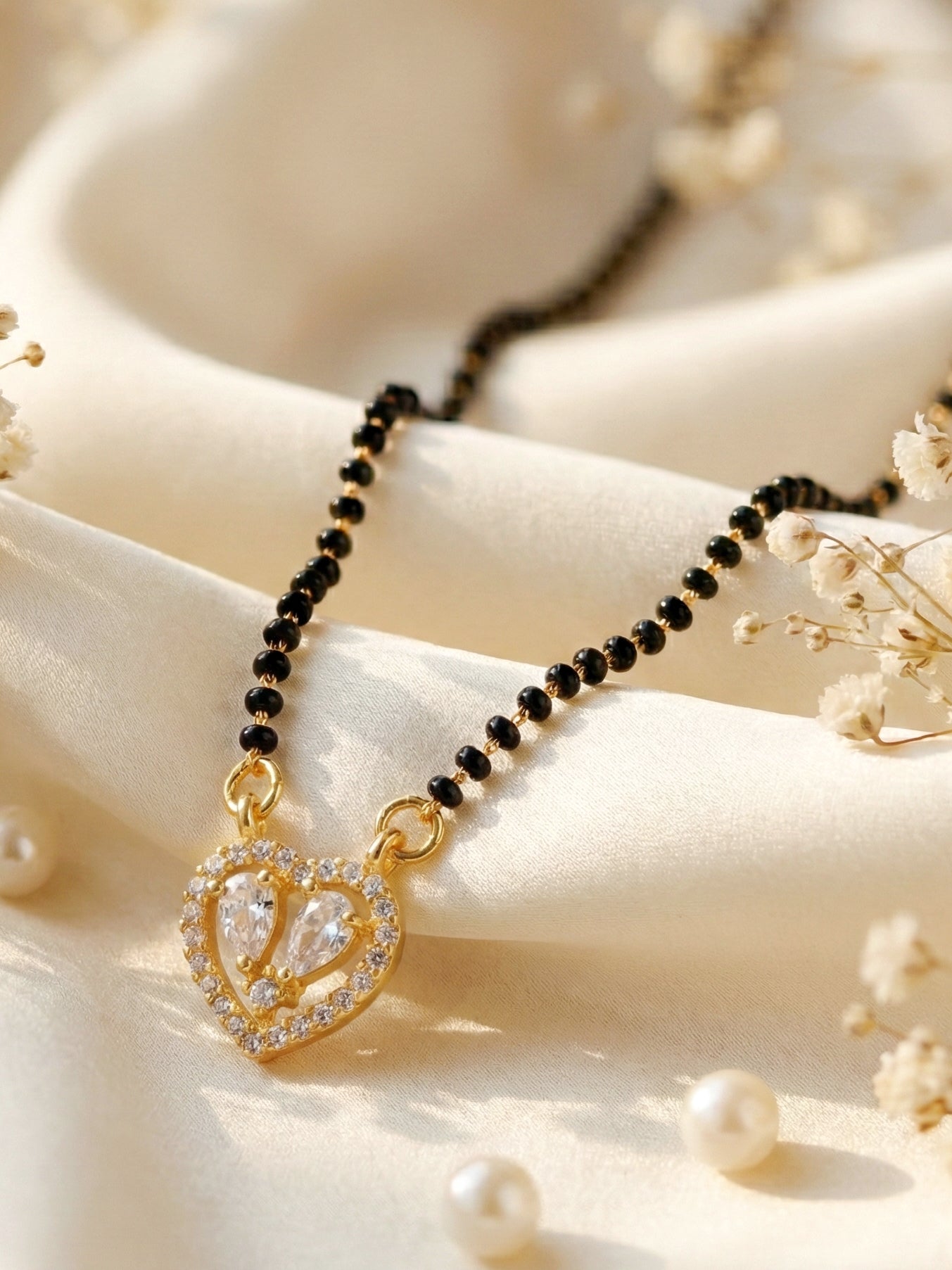 Lucky Jewellery AD Heart Mangalsutra for Women (259-S8MS-2188)