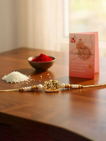 Gold Plated Religious Rakhi Rakshabandhan Lord Ram Design Rakhee for Bhaiya/Bhabhi Pack of 1