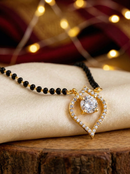 Lucky Jewellery AD Leaf Mangalsutra for Women (282-S8MS-2189)