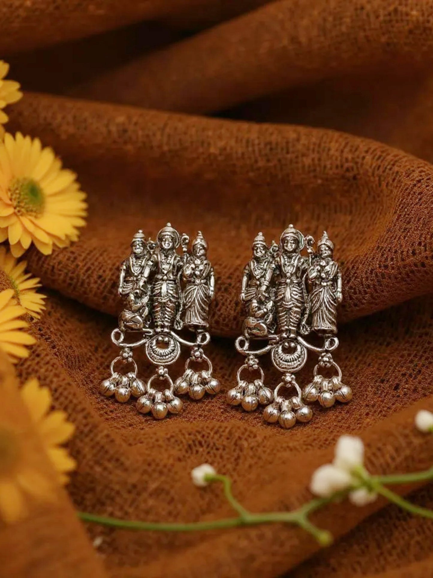 Oxidised Silver Temple Jewellery Necklace Set for Women & Girls