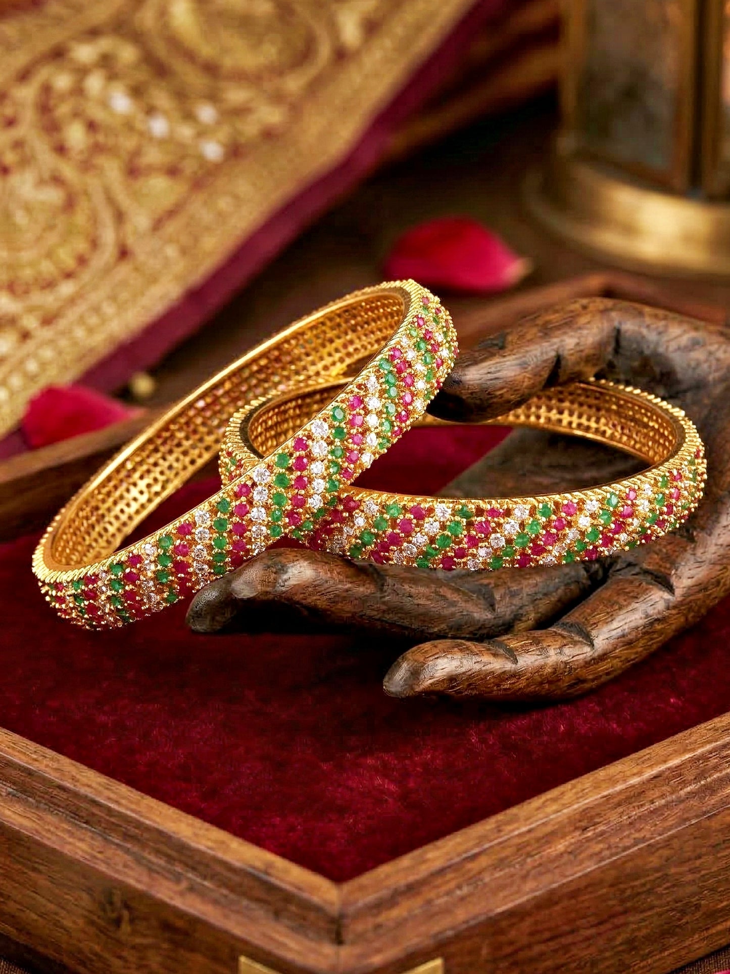Gold-Plated Multi Color AD Stone Bangle (1356-C1BG-2223-2)
