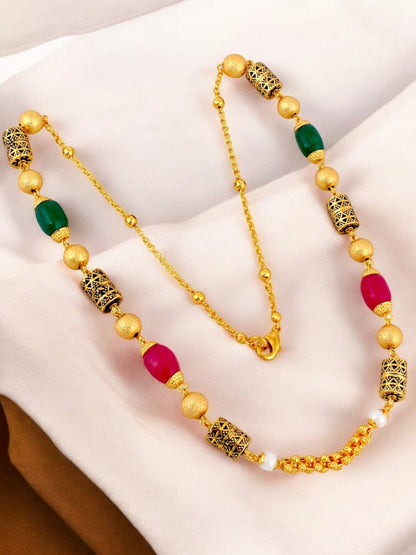 18K Gold-Plated Necklace with Earrings Long Necklace Set (545-K1SG-2121-RG)