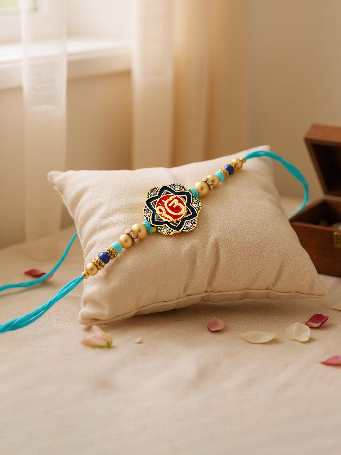 Lucky Jewellery Designer Meena Ik Onkar Religious Rakhi - Rakshabandhan Sardar/Sikh Rakhee Bracelet for Brother/Bhaiya/Bhai/Bhabhi Pack of 1 (53-S5R1-2957L-1)