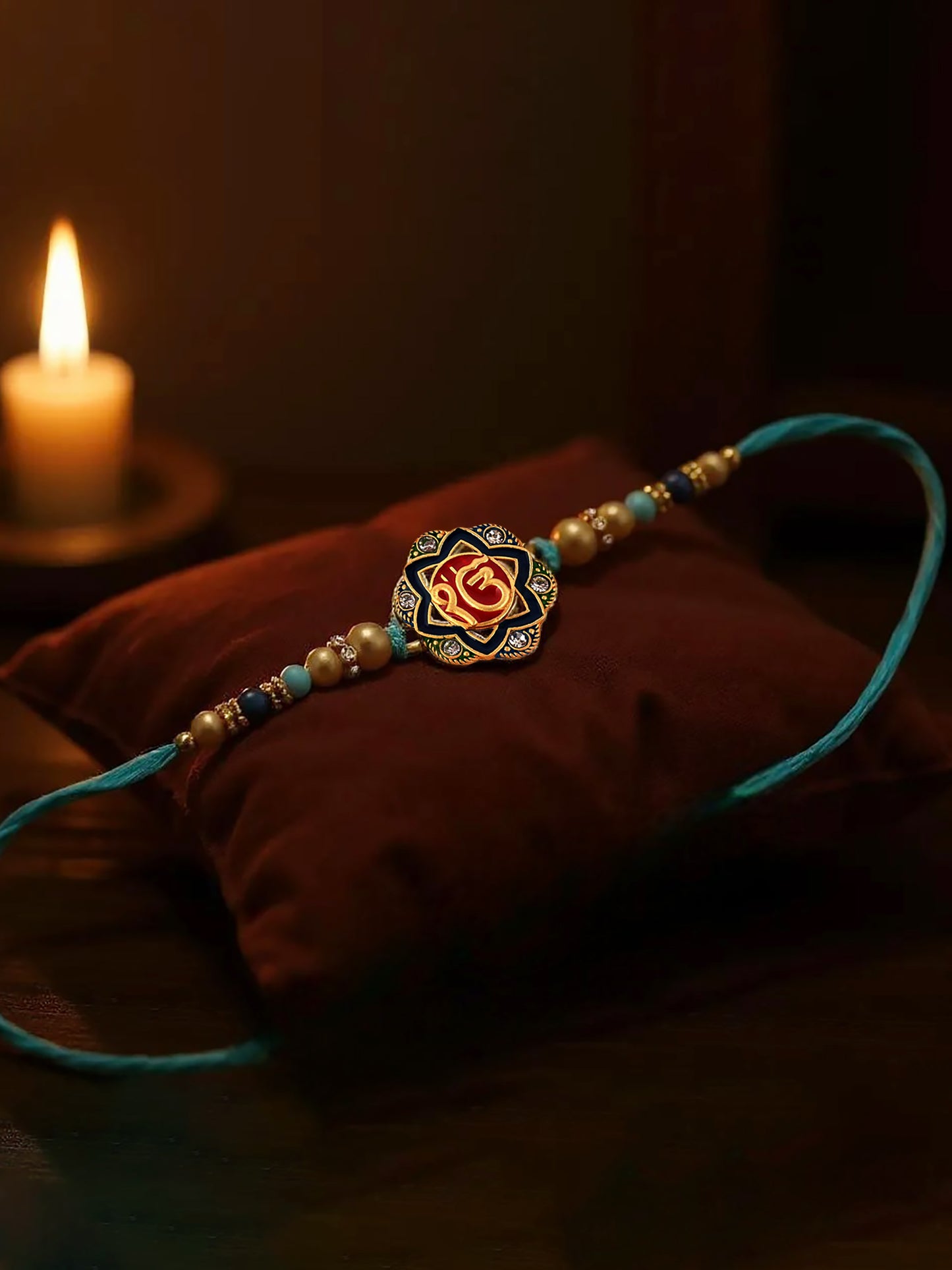 Lucky Jewellery Designer Meena Ik Onkar Religious Rakhi - Rakshabandhan Sardar/Sikh Rakhee Bracelet for Brother/Bhaiya/Bhai/Bhabhi Pack of 1 (53-S5R1-2957L-1)