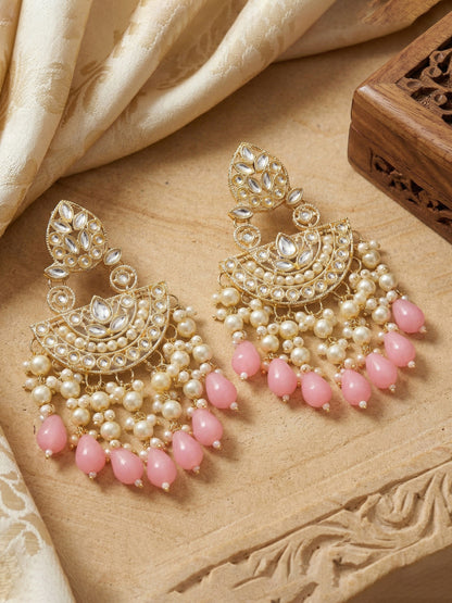 Gold Plated Kundan & Pearl Pink Stone Bridal Choker Jewellery Set with Maang Tikka (1683-ISK-855-PK)