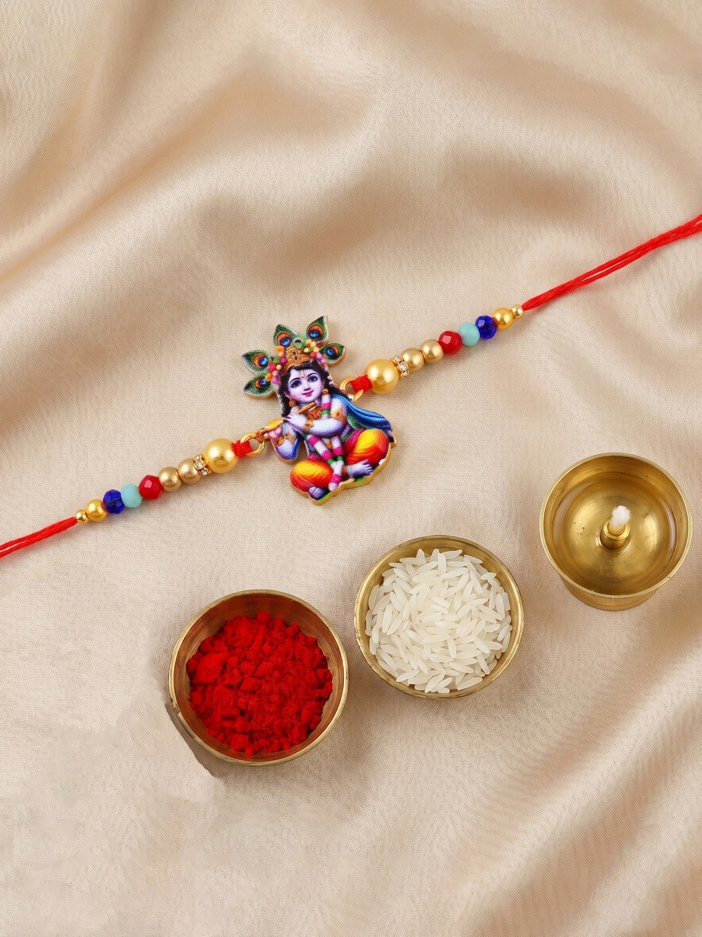 Spiritual Little Krishna Beaded Rakhi Set For Raksha Bandhan (84-S5R1-JCP0323)