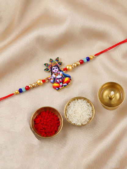 Spiritual Little Krishna Beaded Rakhi Set For Raksha Bandhan (84-S5R1-JCP0323)