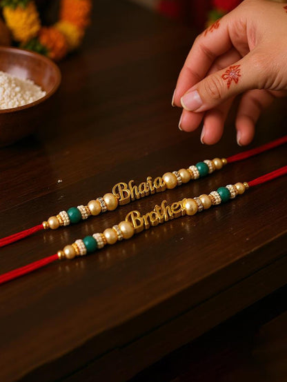 Lucky Jewellery Designer Bhaia Rakhi - Rakshabandhan Pearl Rakhee Bracelet for Brother/Bhaiya/Bhai/Bhabhi Pack of 4 (100-CHR1-196465-4)