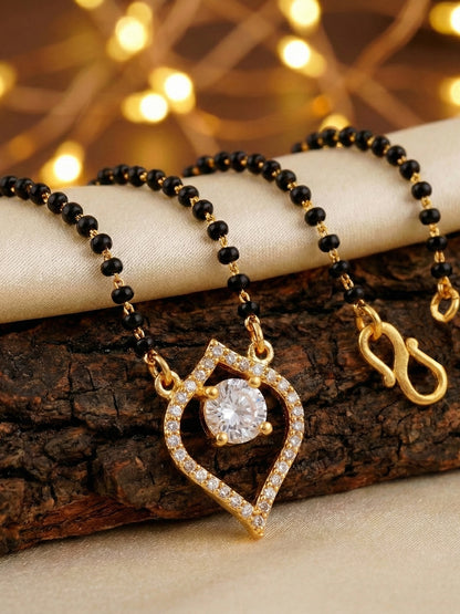 Lucky Jewellery AD Leaf Mangalsutra for Women (282-S8MS-2189)