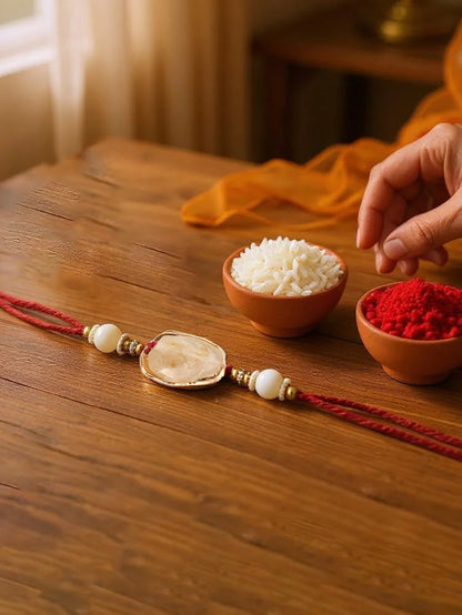 Lucky Jewellery Designer Gold Plated Semi Precious Stone Rakhi - Rakshabandhan Rakhee Bracelet for Brother/Bhaiya/Bhai/Bhabhi - Pack of 2 (240-CHR1-1244-2)