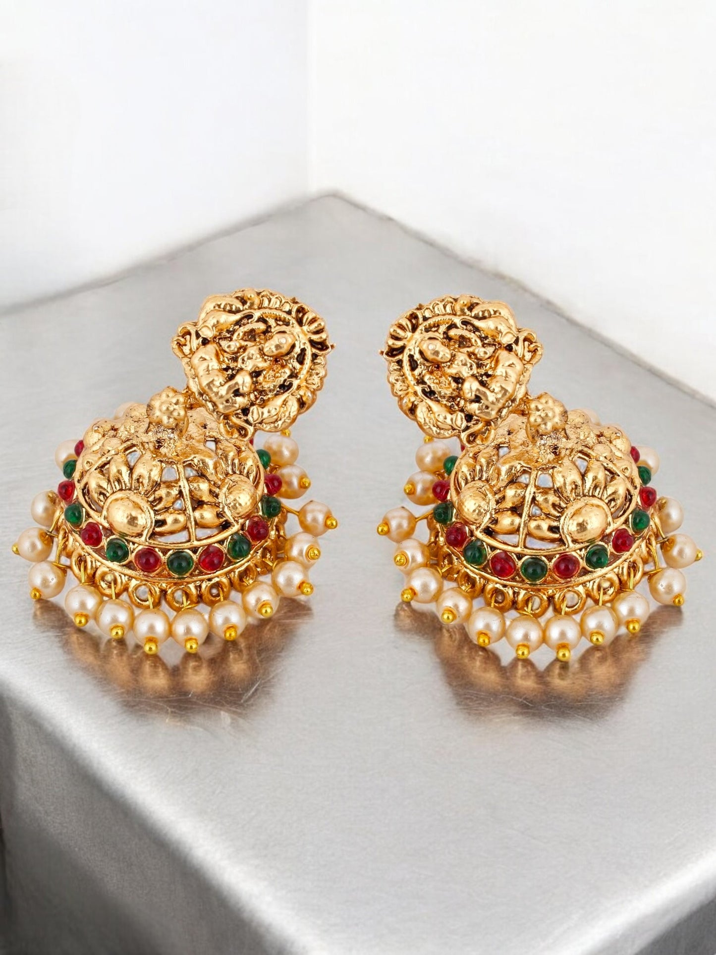 Traditional Temple Jewellery Set Goddess Lakshmi Design Necklace with Earrings