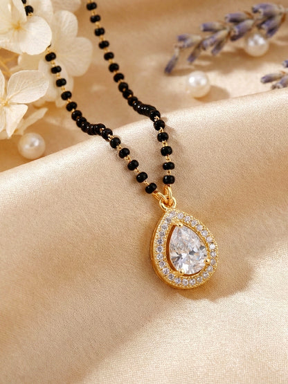 Lucky Jewellery White Stone AD Mangalsutra for Women (113-CHMS-1279-W)