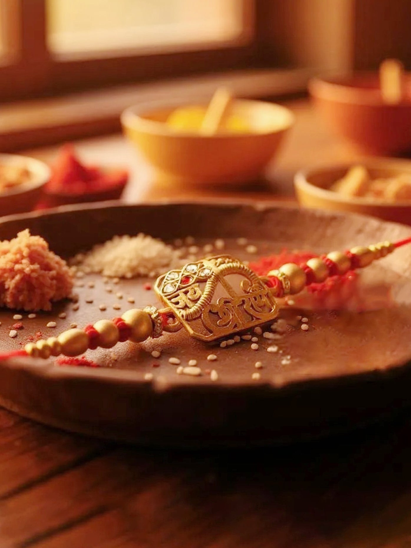 Gold Plated Religious Rakhi - Rakshabandhan Jai Shri Ram Design Rakhee for Bhaiya/Bhabhi - Pack of 1