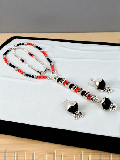 Navratri, Dandiya & Garba Festival Jewellery Beads Long Necklace with Earring