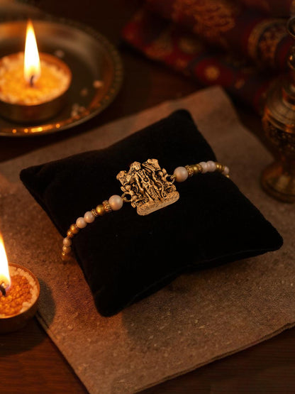 Gold Plated Religious Rakhi Rakshabandhan Lord Ram Design Rakhee for Bhaiya/Bhabhi Pack of 1