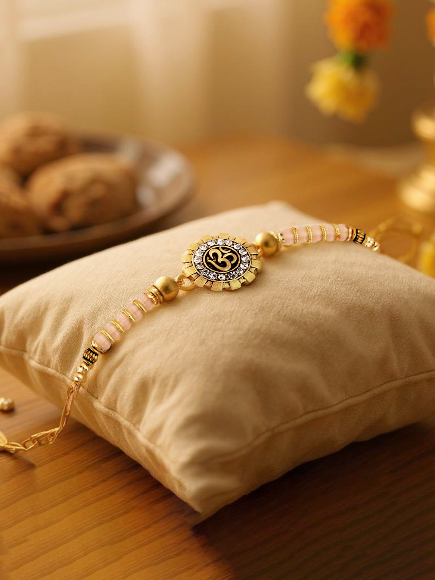 Gold Plated Religious Rakhi Rakshabandhan Om Design Rakhee for Brother/Bhaiya/Bhai/Bhabhi Pack of 1