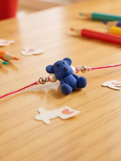 Lucky Jewellery Designer Pink and Blue Color Teddy Bear Kids Rakhi - Rakshabandhan Plastic Cute Teddy Rakhee Bracelet for Brother/Bhaiya/Bhai/Bhabhi & Kids - Pack of 2 (105-CHR1-1206-PKB-2)