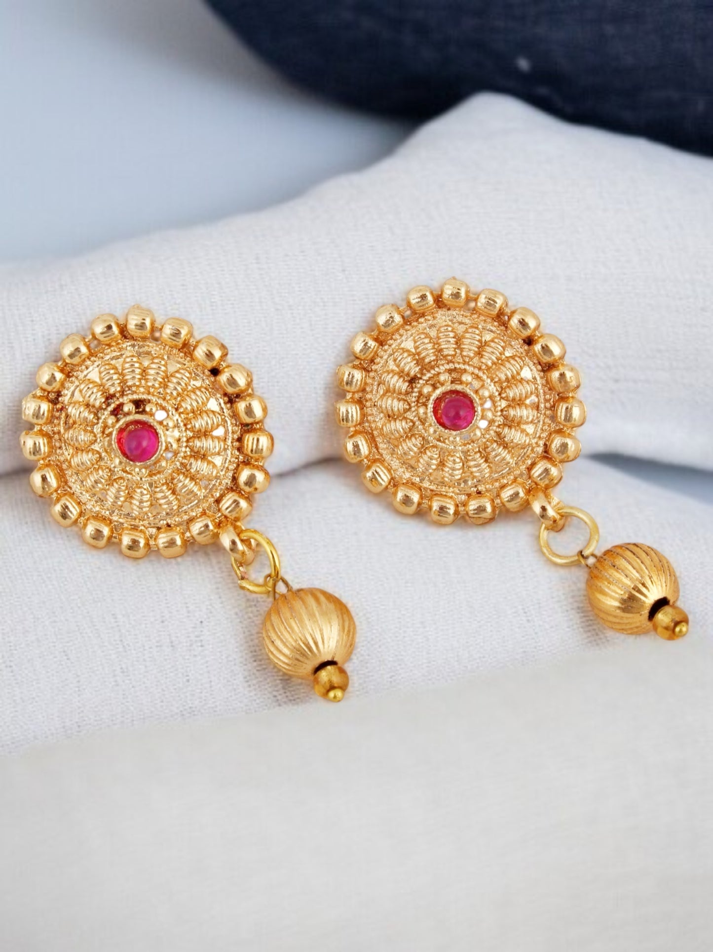 Gold Plated Double Layer Necklace Set with Earrings Traditional Jewellery