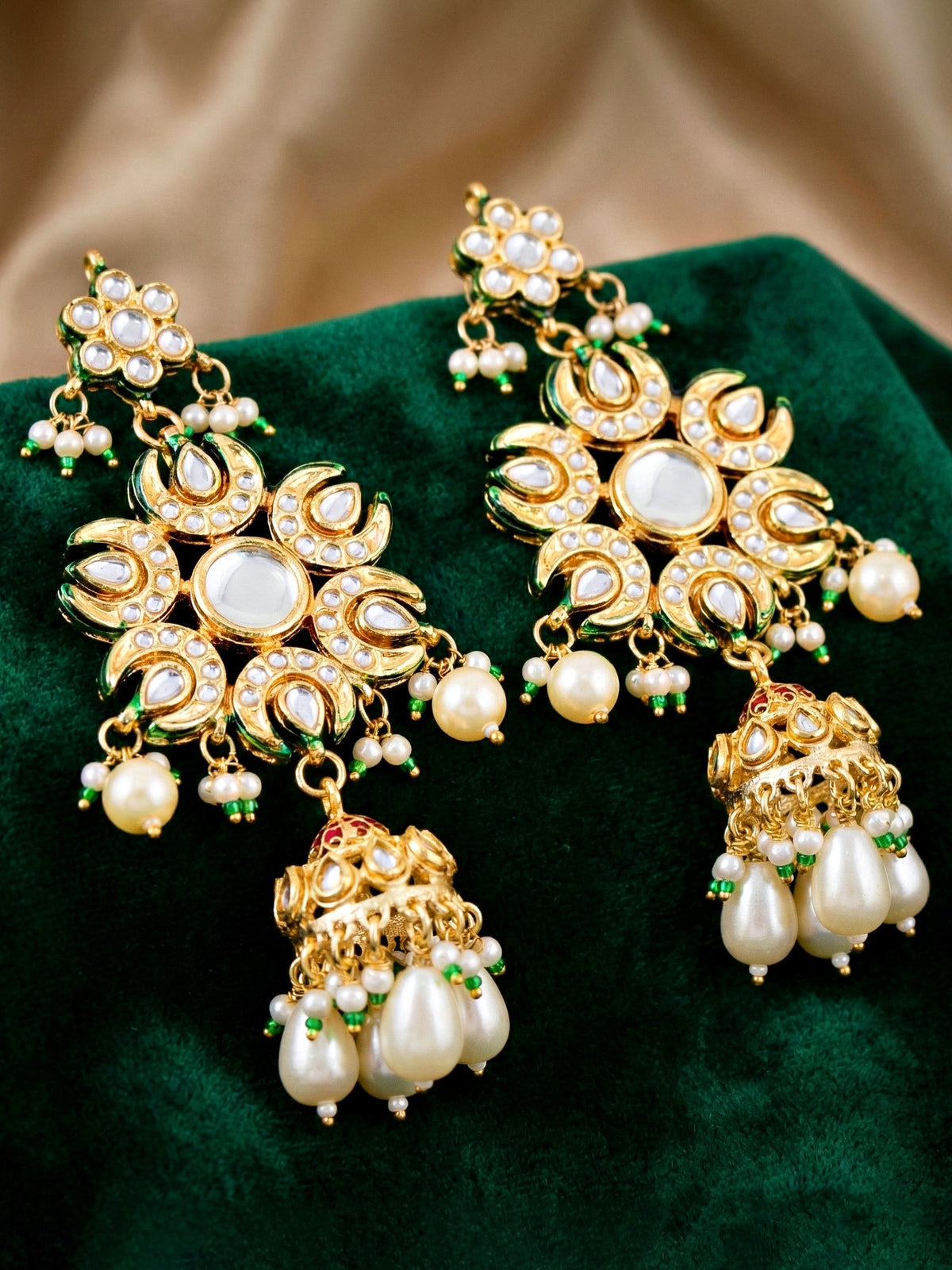 LUCKY JEWELLERY  18K Gold Plated Kundan Jhumka with White Back Meenakari Earrings for Girls & Women |  Designer kundan Jhumkee Earring Set | Birthday Gift Earrings Valentine Anniversary