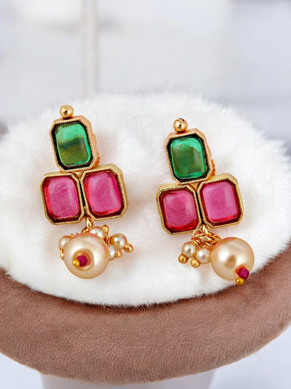 Gold Plated Choker Necklace Set with Earrings for Women & Girls