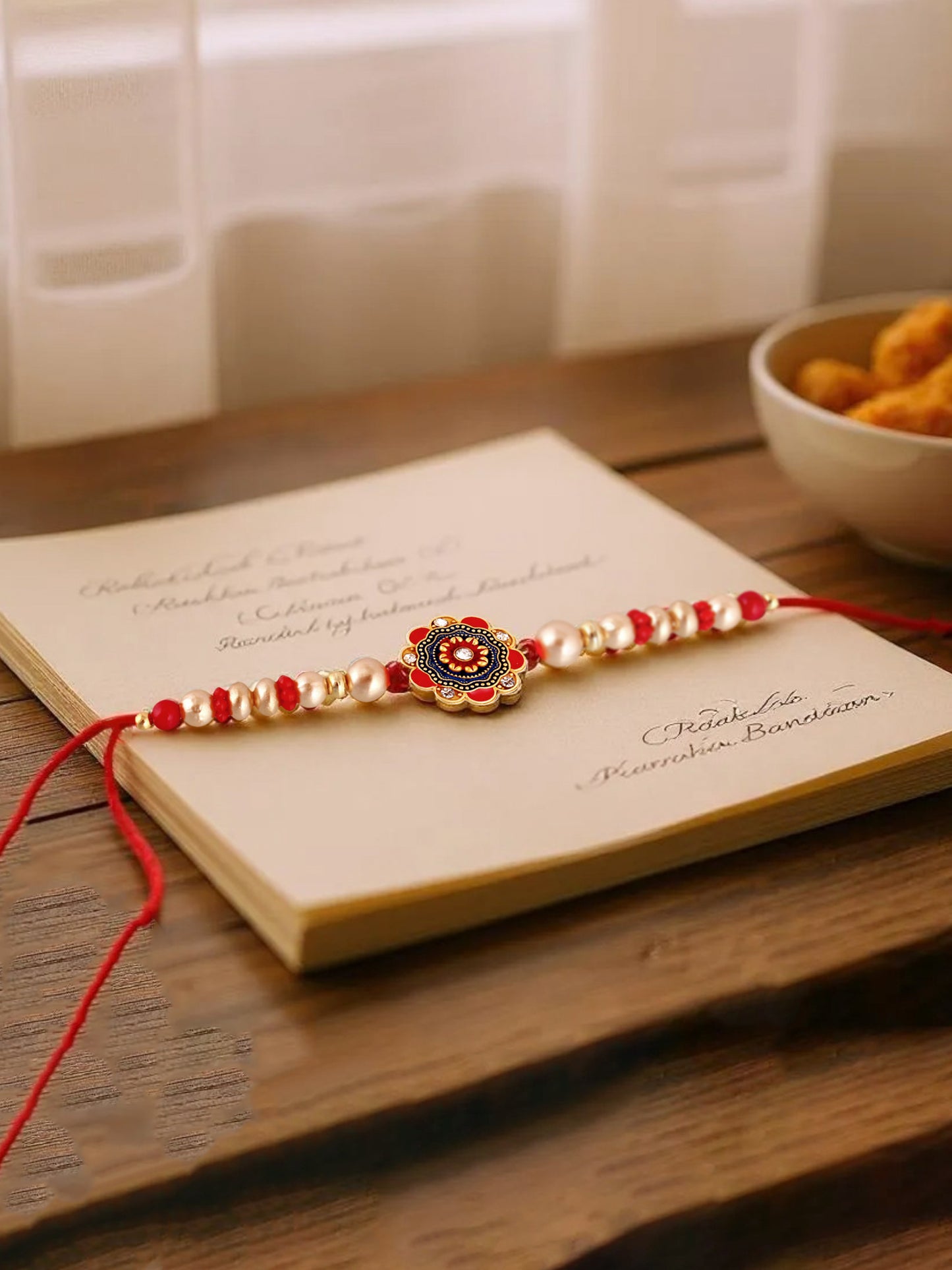 Gold Plated Meenakari Rakhi - Rakshabandhan Floral Rakhee for Brother/Bhaiya/Bhai/Bhabhi - Pack of 1