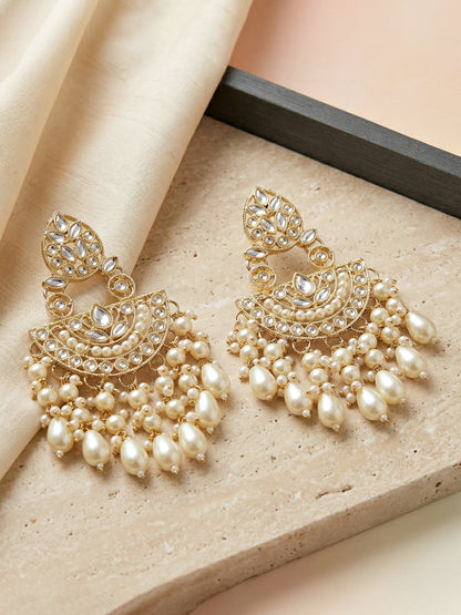Gold Plated Kundan & Pearl White Stone Bridal Choker Jewellery Set with Maang Tikka (1683-ISK-855-W)