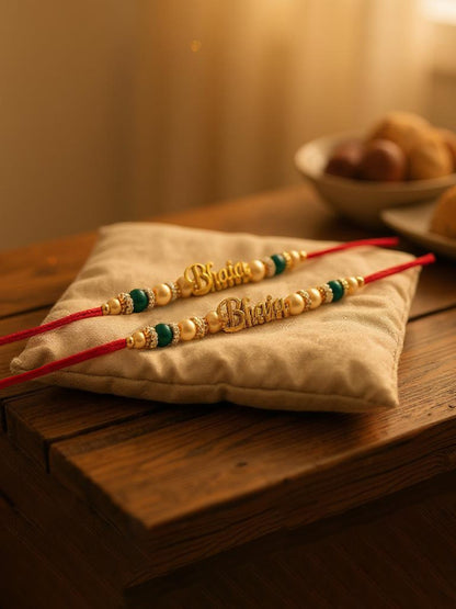 Lucky Jewellery Designer Bhaia Rakhi - Rakshabandhan Pearl Rakhee Bracelet for Brother/Bhaiya/Bhai/Bhabhi Pack of 5 (110-CHR1-1965-5)