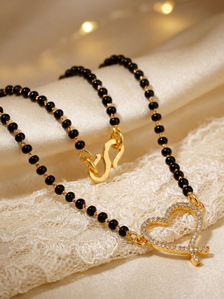 Lucky Jewellery AD Heart Mangalsutra for Women (292-S8MS-2191)