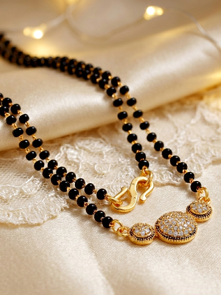 Lucky Jewellery AD Circle Mangalsutra for Women (328-S8MS-2195)