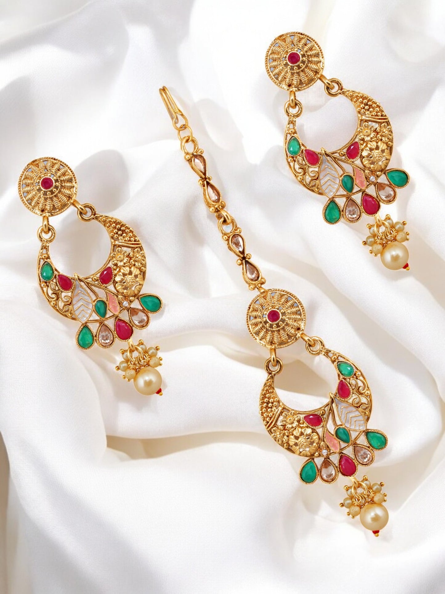 Gold-Plated Meenakari Choker Necklace Set Traditional Jewelry for Women & Girls (644-G2SR-001-MT)